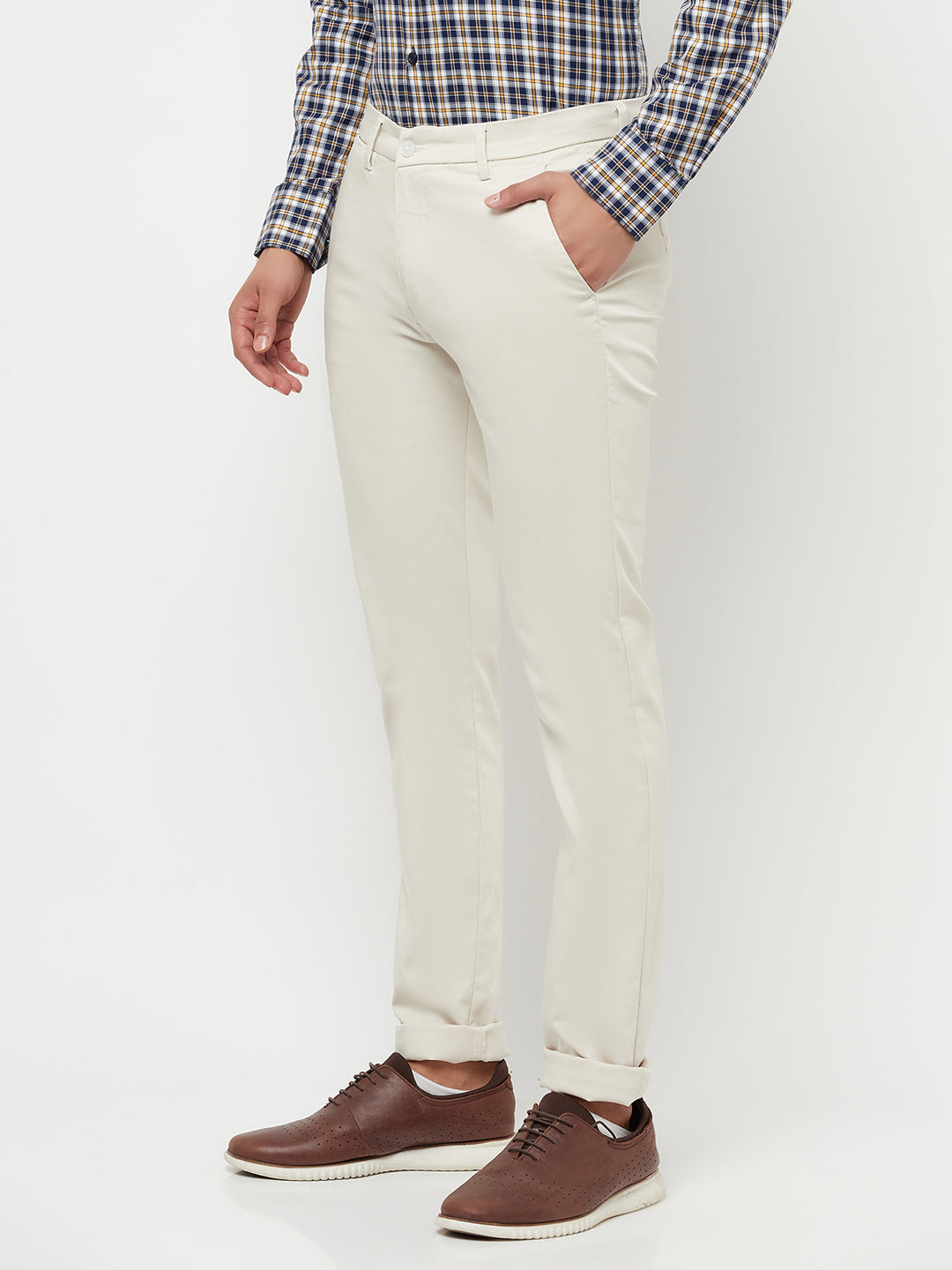 Cream Trousers - Men Trousers