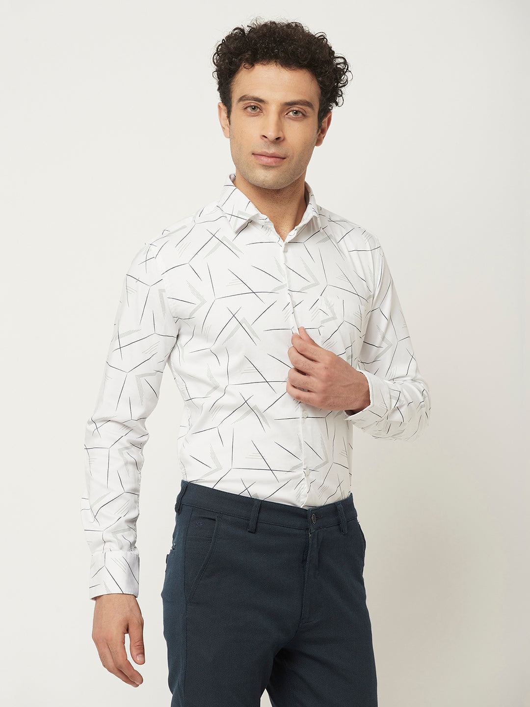   White Shirt in Abstract Print 