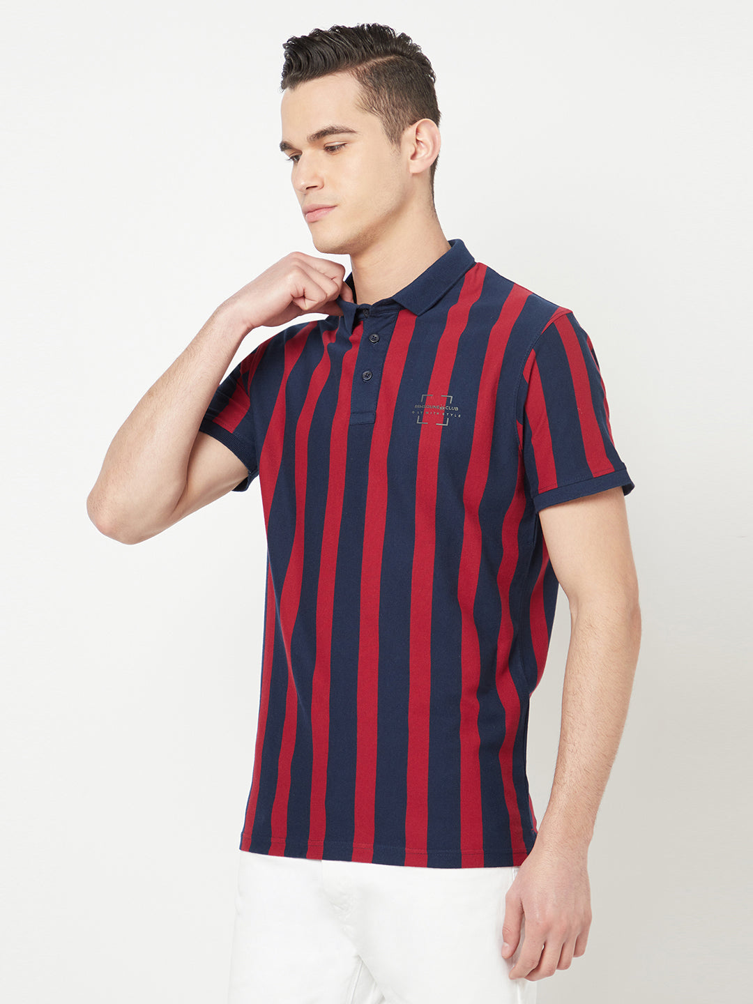 Maroon Striped Polo T-Shirt - Men T-Shirts