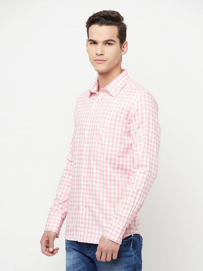 Pink Gingham Checked Shirt - Men Shirts