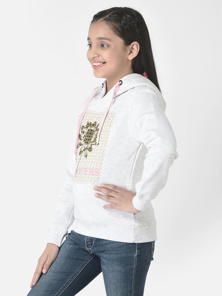  Grey Melange Abstract Print Hoodie