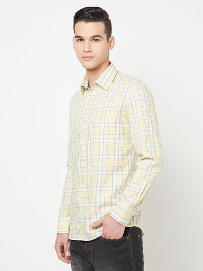 Yellow Checked Shirt - Men Shirts