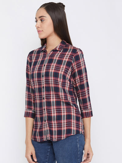 Checked Asymmetrical Shirt - Women Shirts