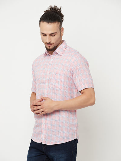 Pink Checked Casual Shirt - Men Shirts