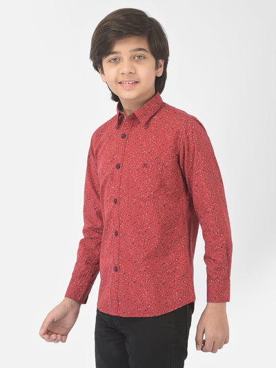 Maroon Floral Printed Shirt - Boys Shirts