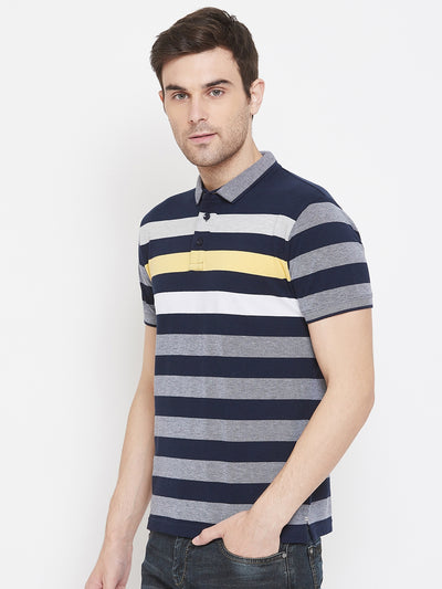 Navy Blue Striped T-shirt - Men T-Shirts