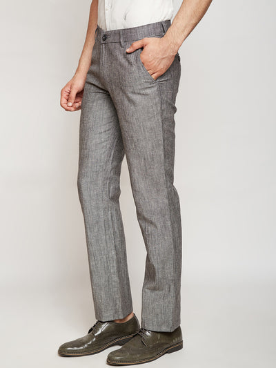 Grey Slim Fit Trousers - Men Trousers