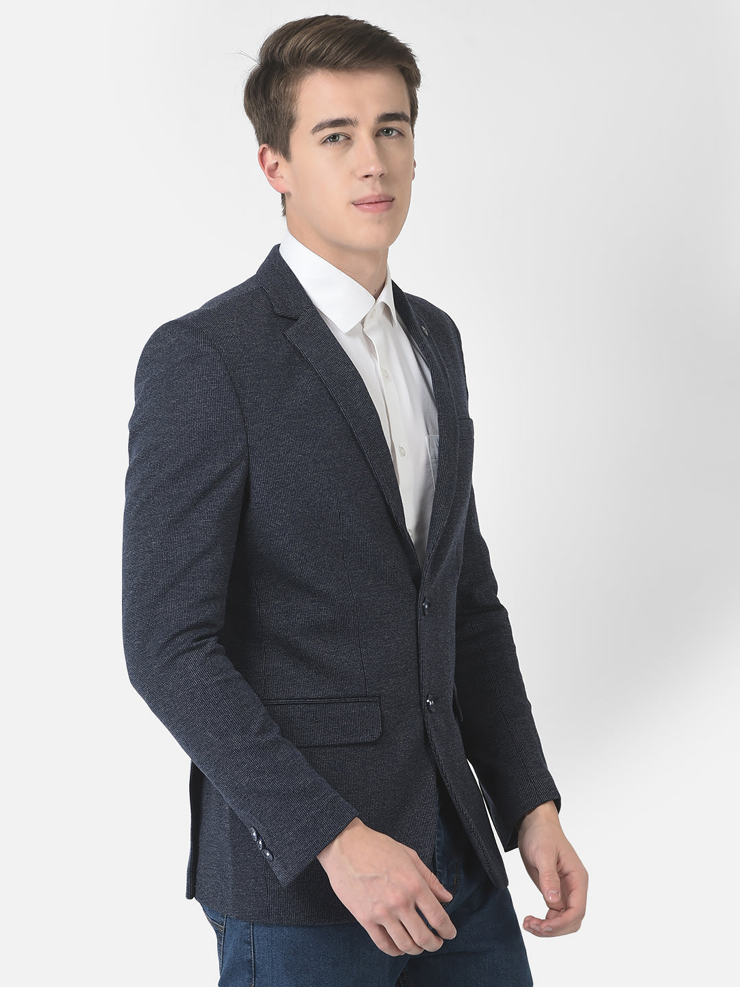  Navy Blue Melange Blazer
