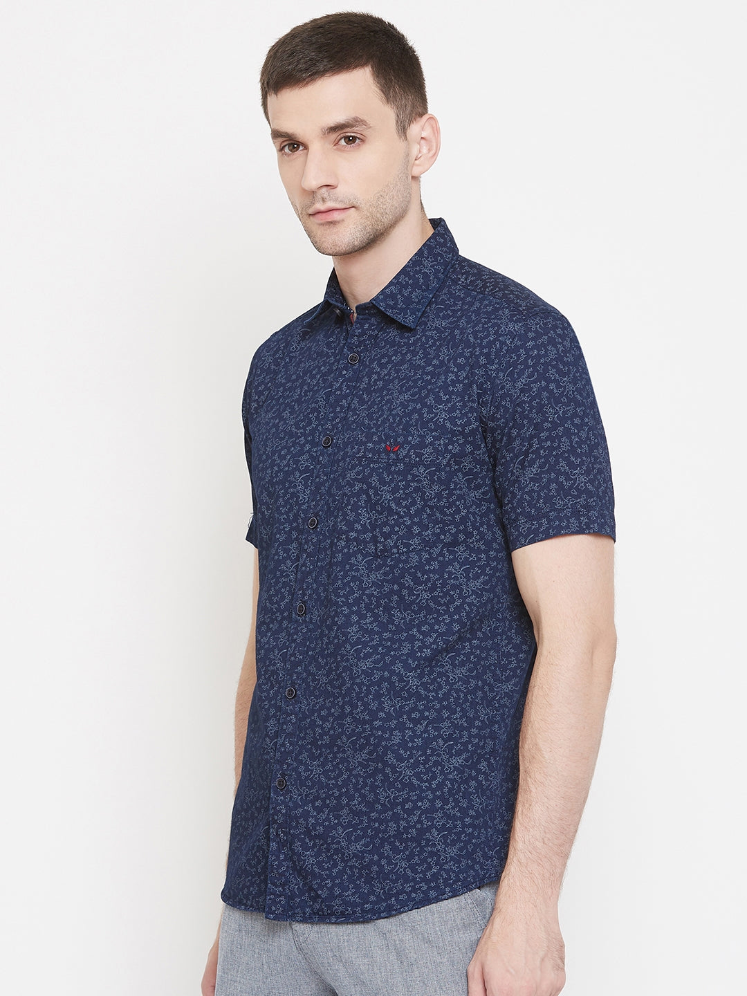 Navy Blue Printed shirt - Men Shirts