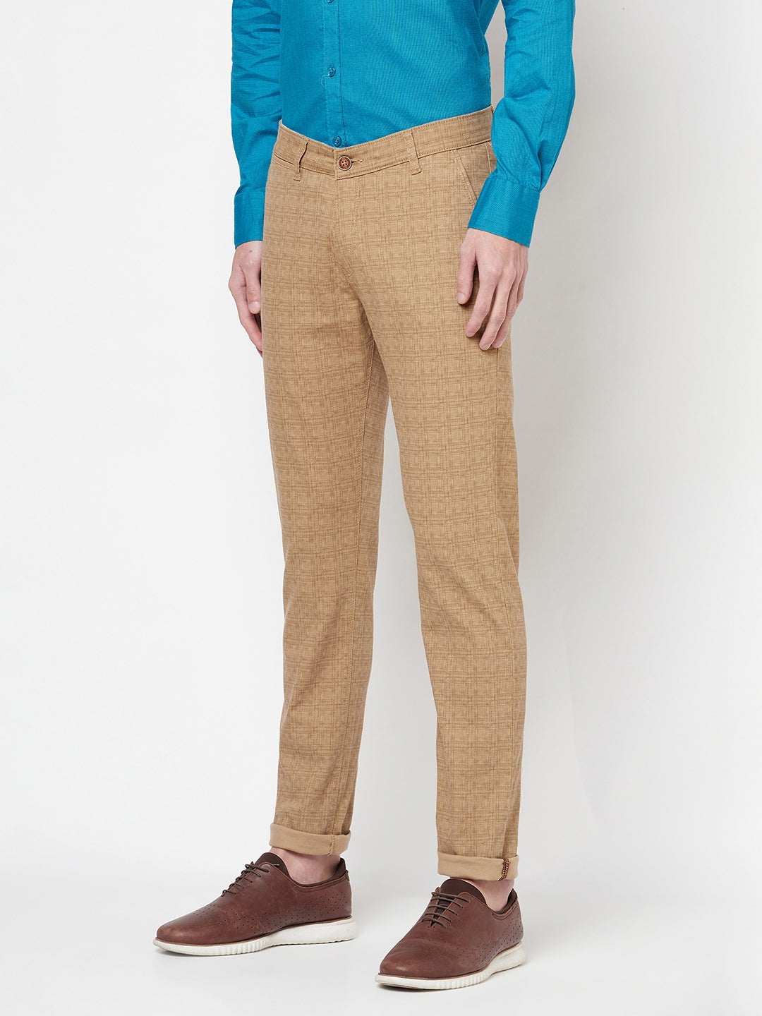 Brown Checked Trousers - Men Trousers