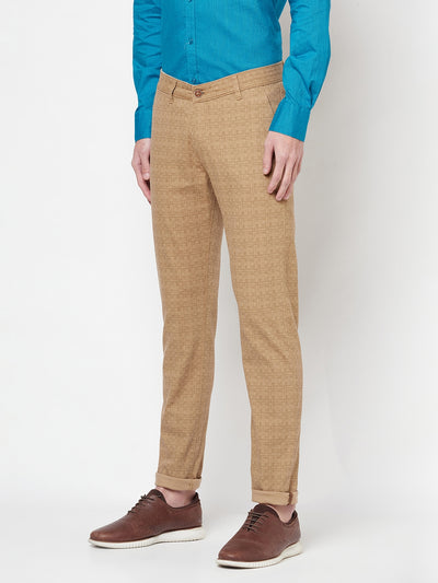 Brown Checked Trousers - Men Trousers