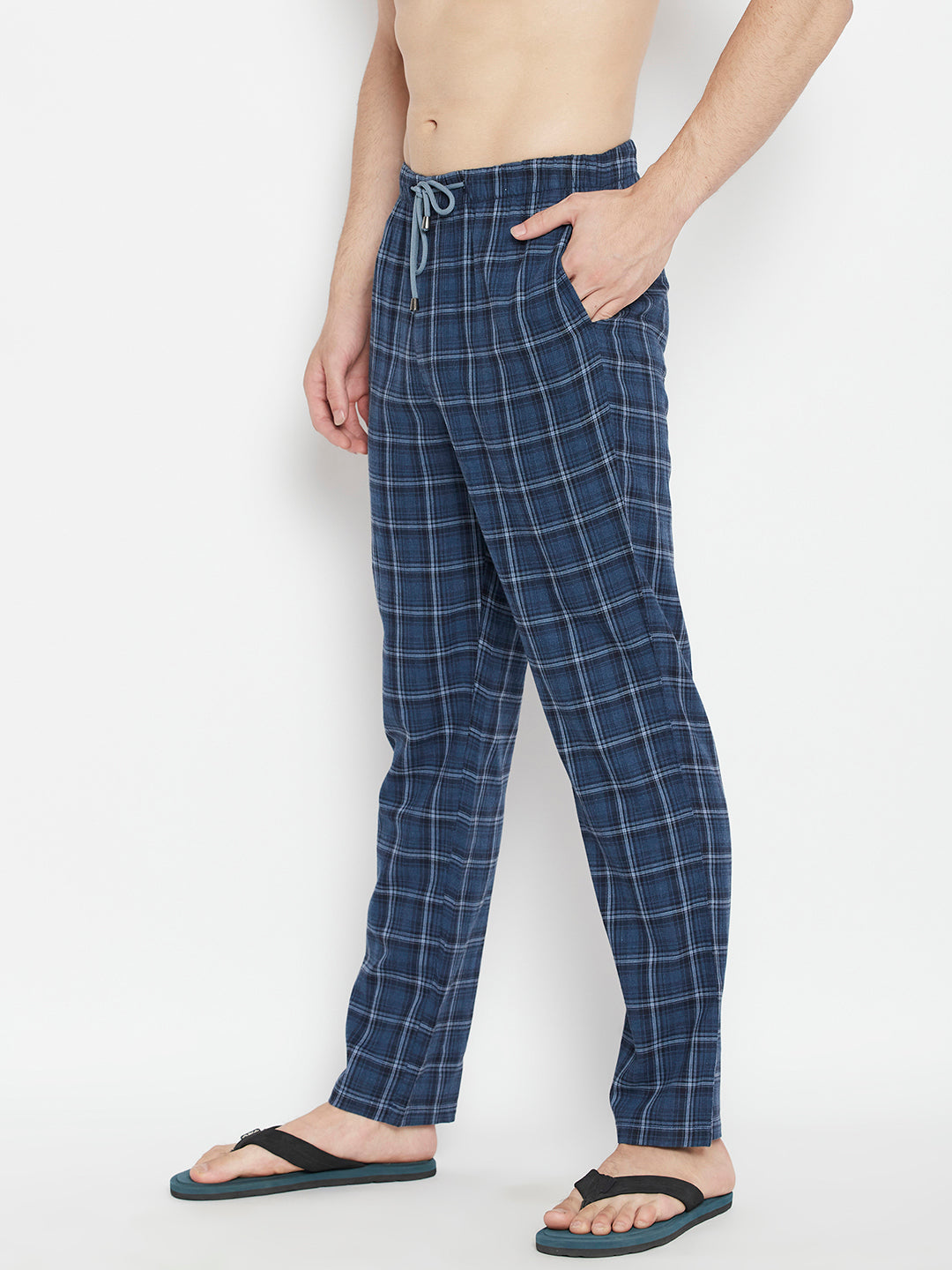 Blue Checked Smart Fit Lounge Pants - Men Lounge Pants