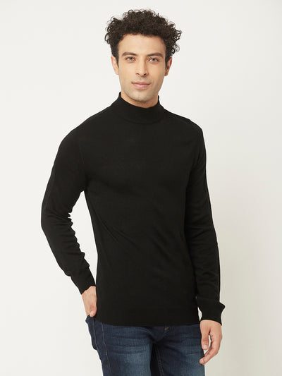 Black Sweater in Relaxed Fit-Men Sweaters-Crimsoune Club