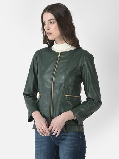  Green Faux Leather Jacket