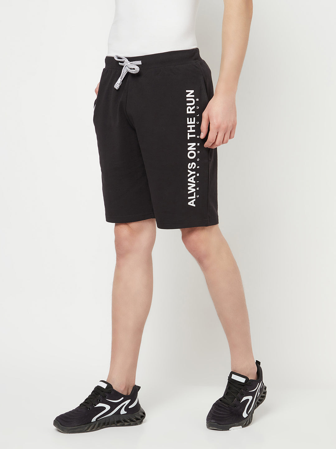 Black Printed Sports Shorts - Men Shorts