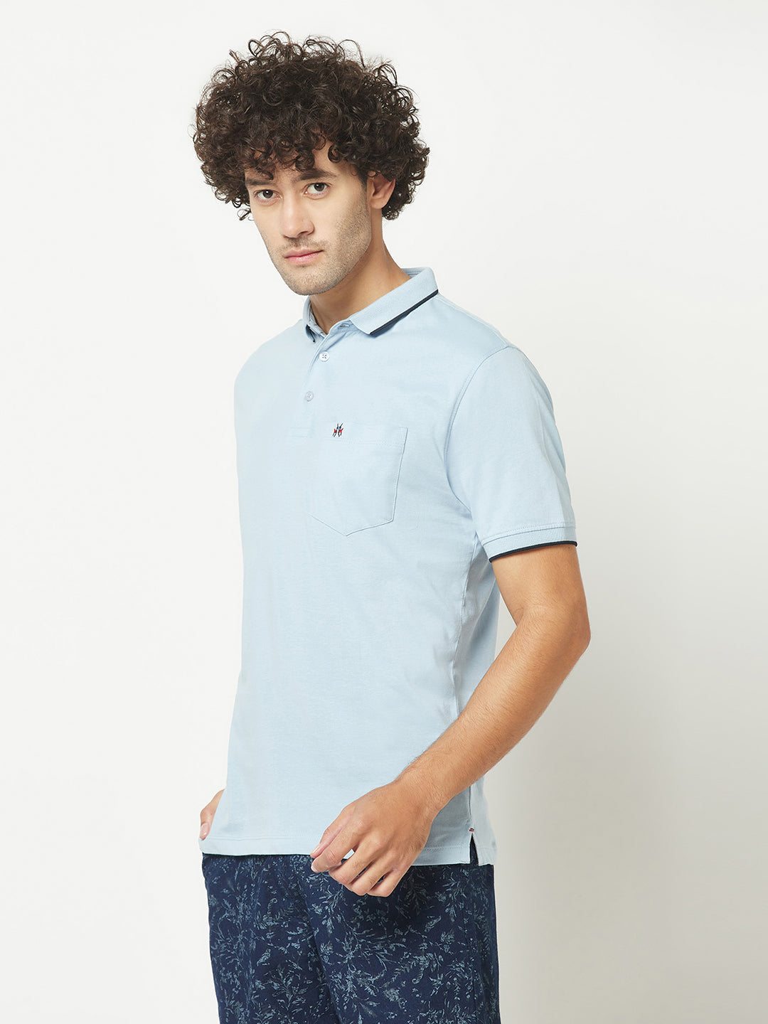  Plain Light Sky Blue Polo T-Shirt