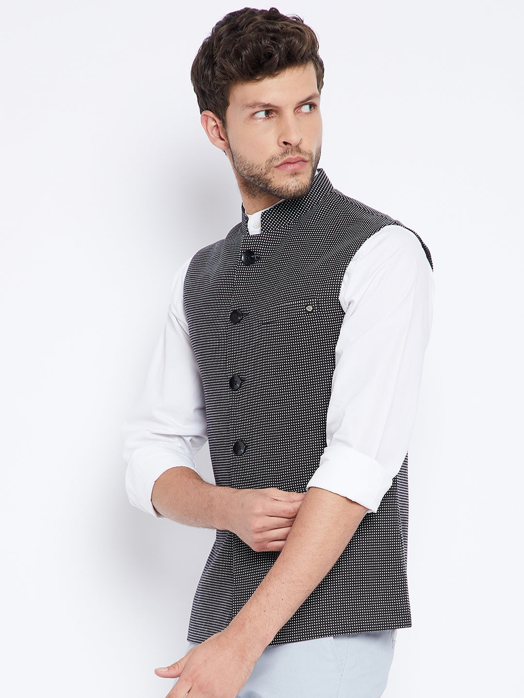 Grey Checked Waistcoat - Men Waist Coat