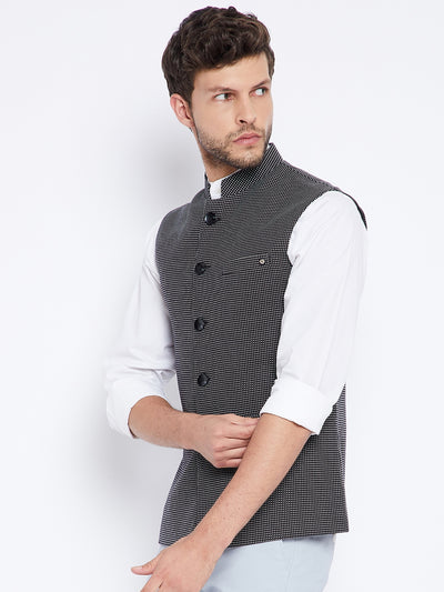 Grey Checked Waistcoat - Men Waist Coat