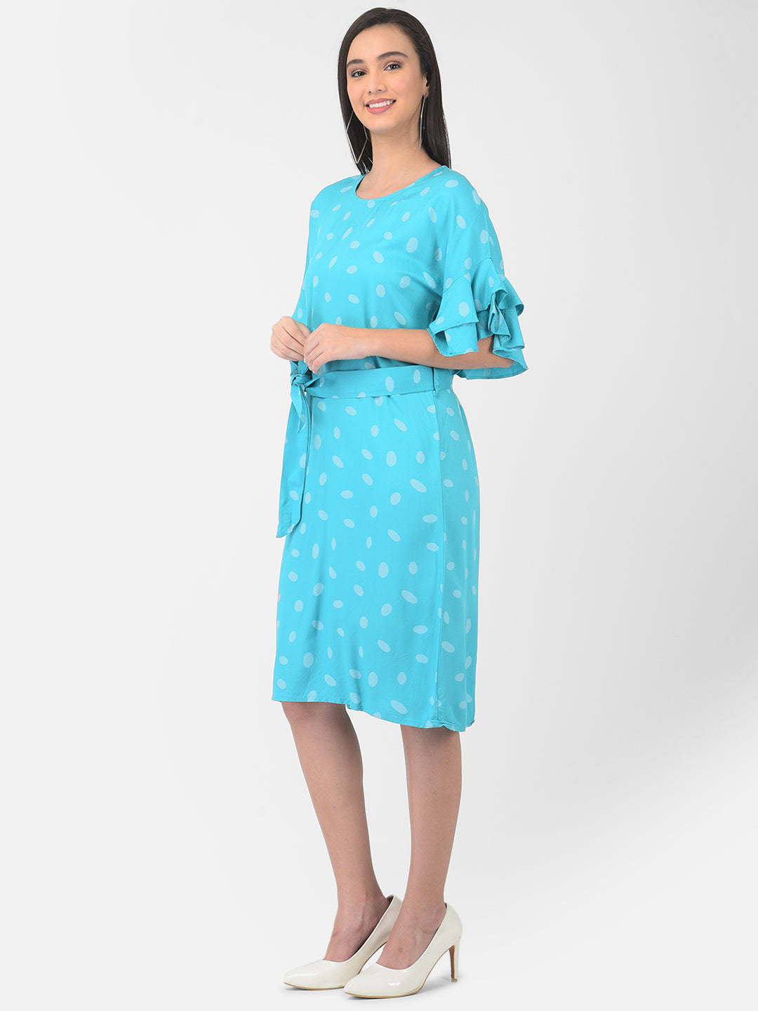 Blue Polka Dots Dress - Women Dresses