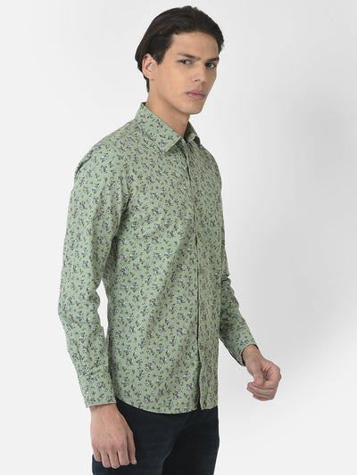 Tea Green Shirt in Floral Print 