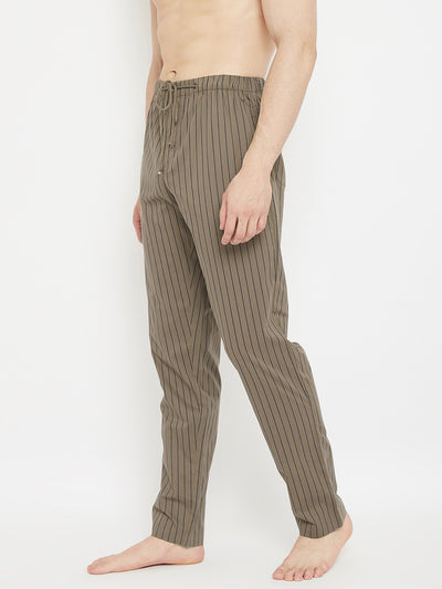 Brown Striped Straight Lounge Pants - Men Lounge Pants