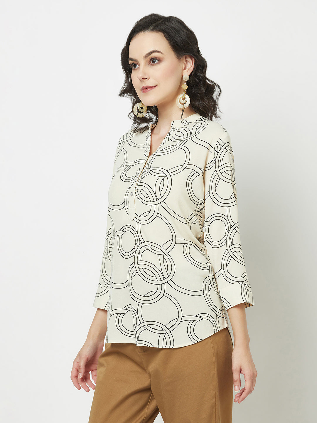 Fawn High-Low Geometric Print Top 