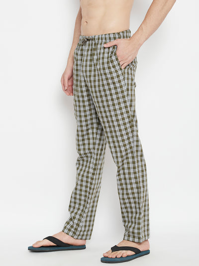 Olive Checked Smart Fit Lounge Pants - Men Lounge Pants