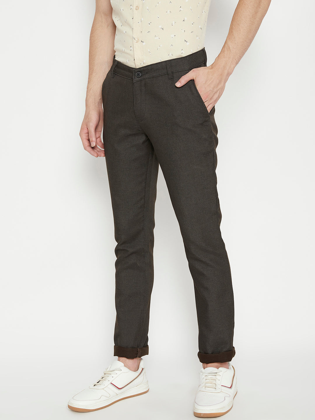 Charcoal Slim Fit Trousers - Men Trousers