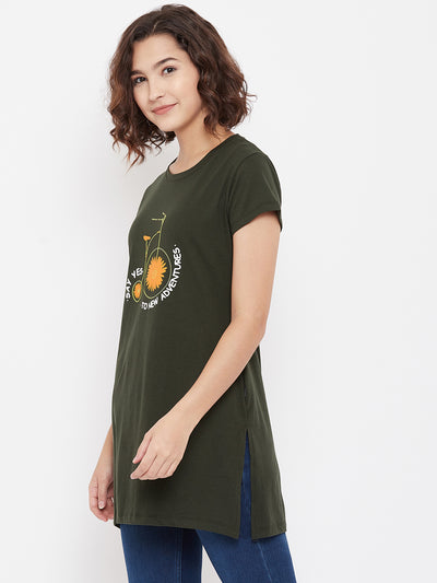 Printed Olive T-shirt - Women T-Shirts