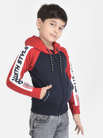 Colour-Blocked Sweatshirt with Zipper Front