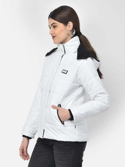 White Detachable Hood Jacket - Women Jackets