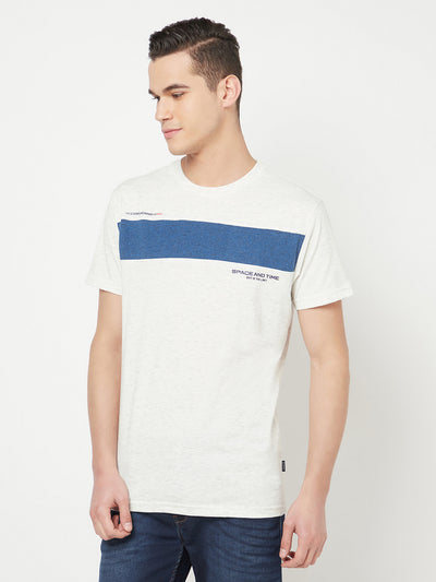 White Colourblocked Round Neck T-Shirt - Men T-Shirts