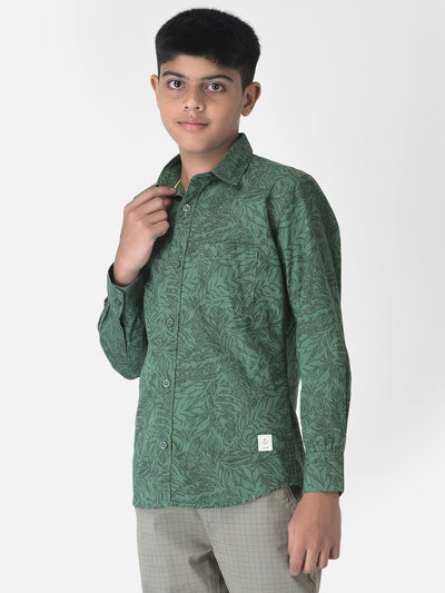 Green Floral Printed Shirt-Boys Shirts-Crimsoune Club