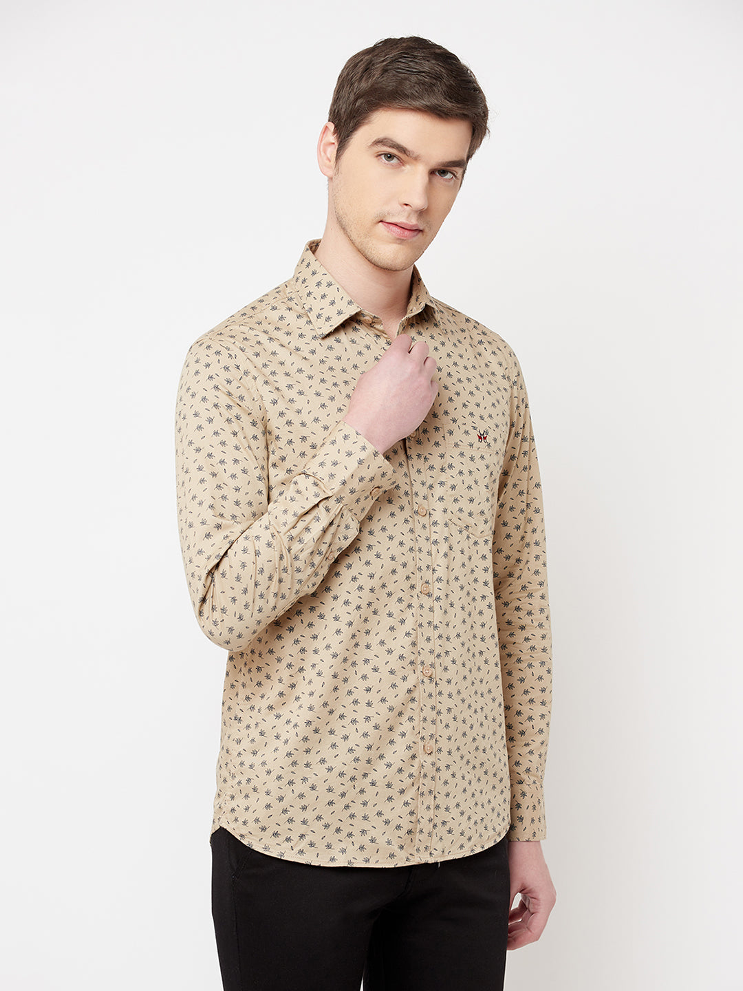 Beige Floral Shirt - Men Shirts