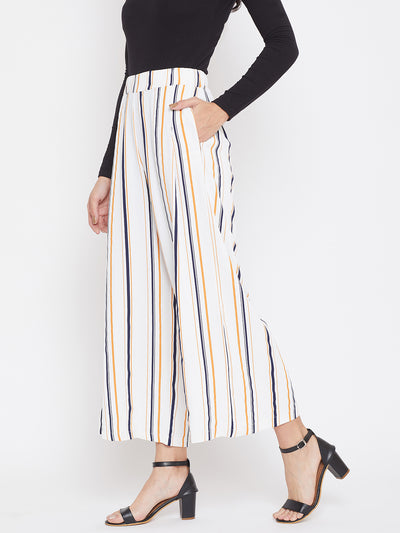 Striped Flared Parallel Trousers - Women Trousers