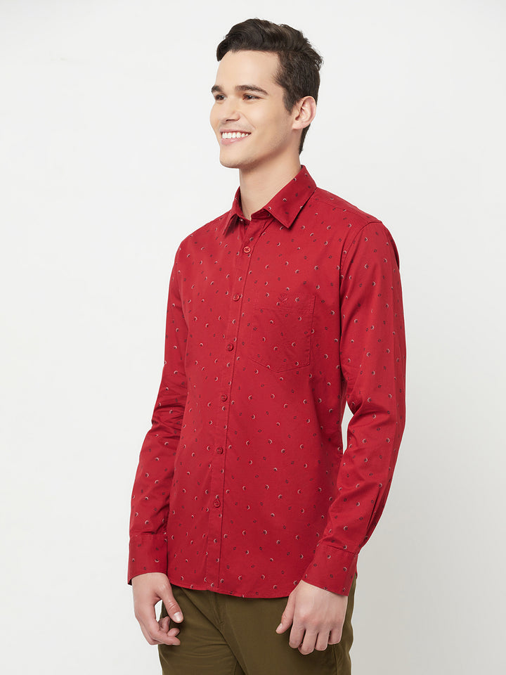 Maroon Floral Printed Shirt - Men Shirts