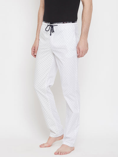 White Printed Lounge Pants - Men Lounge Pants