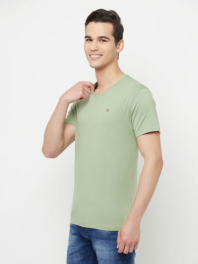Olive V-Neck T-Shirt - Men T-Shirts