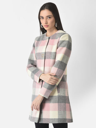  Multi-Coloured Checkered Over Coat