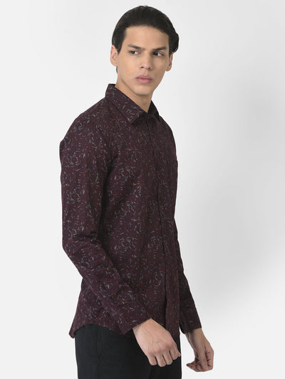 Floral Print Maroon Shirt
