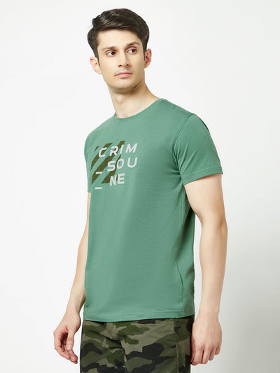  Bottle Green Brand-Logo T-Shirt