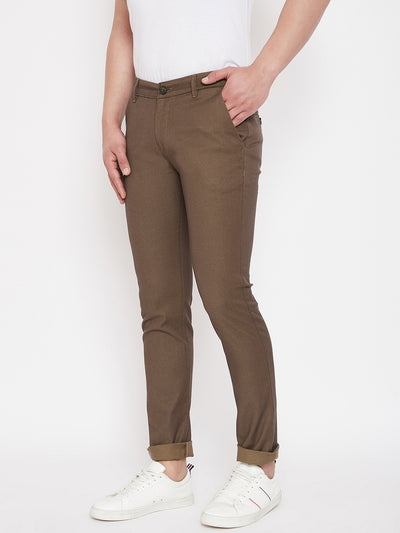 Brown Slim Fit Trousers - Men Trousers