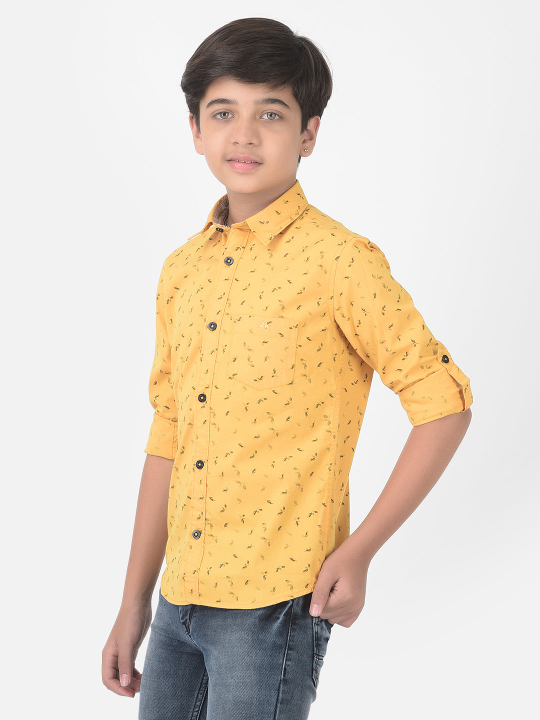 Yellow Floral Printed Shirt - Boys Shirts