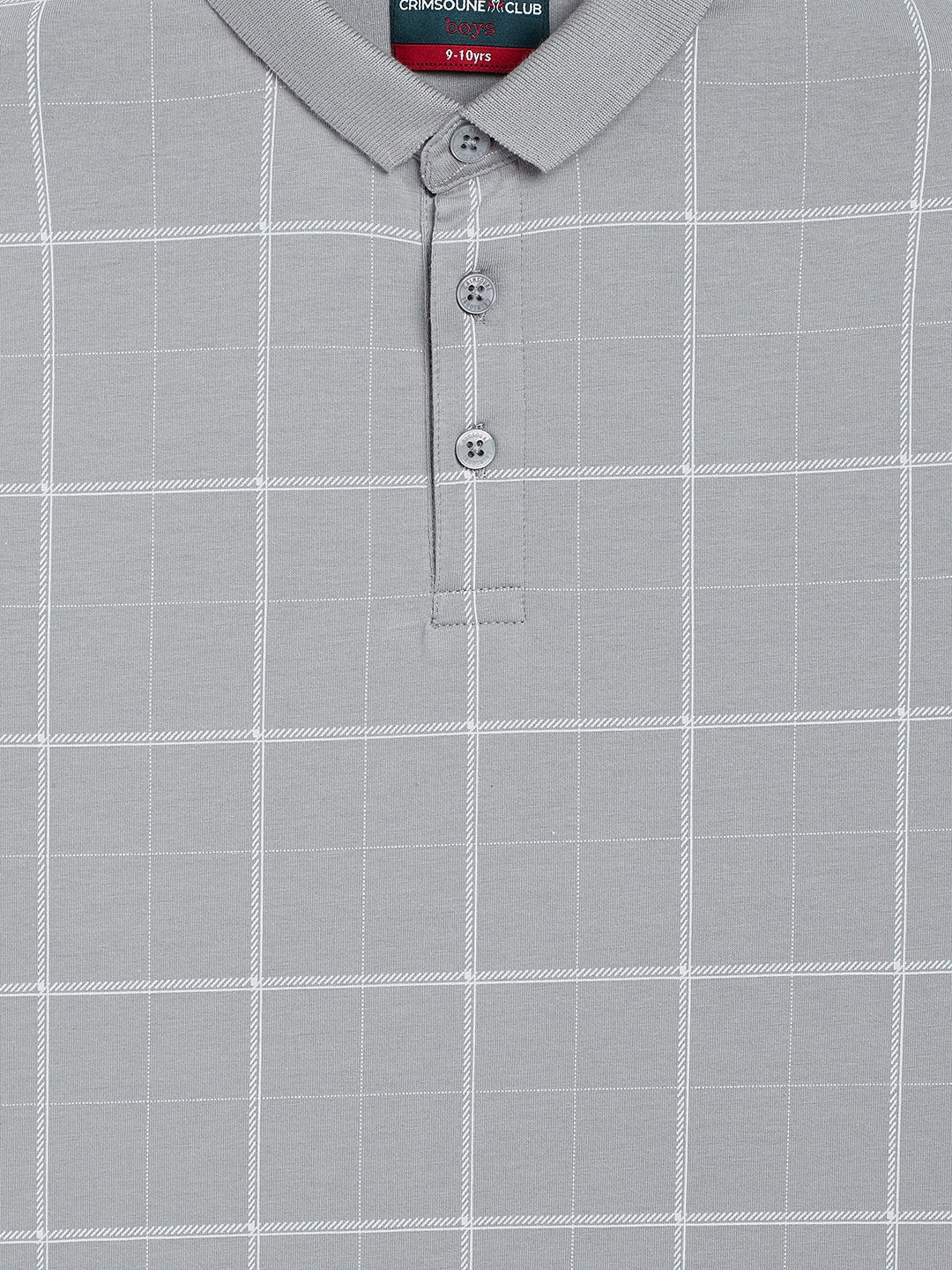 Grey Checked Polo Neck T-Shirt - Boys T-Shirts