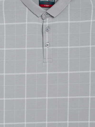 Grey Checked Polo Neck T-Shirt - Boys T-Shirts