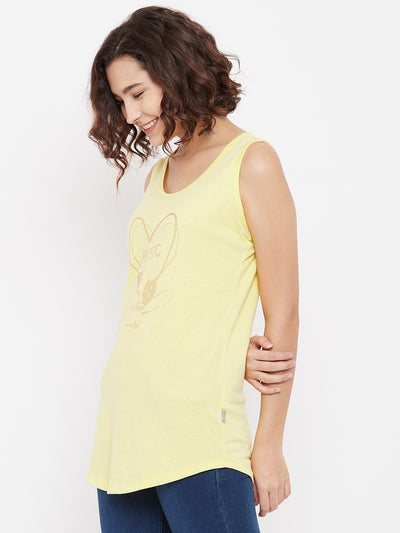 Yellow Printed Scoop T-Shirt - Women Tops