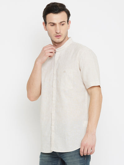 Beige Half Sleeve Shirt - Men Shirts