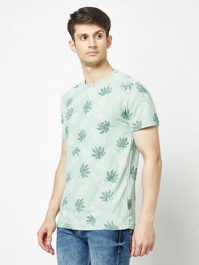  Green Floral Hawaiian T-Shirt