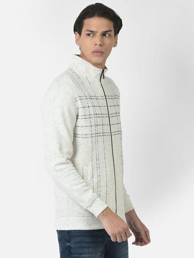Melange Off-White Sweatshirt with Zipper Front 