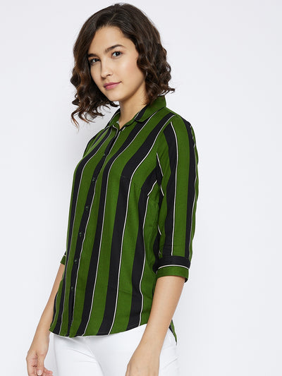 Green Striped Slim Fit shirt - Women Shirts